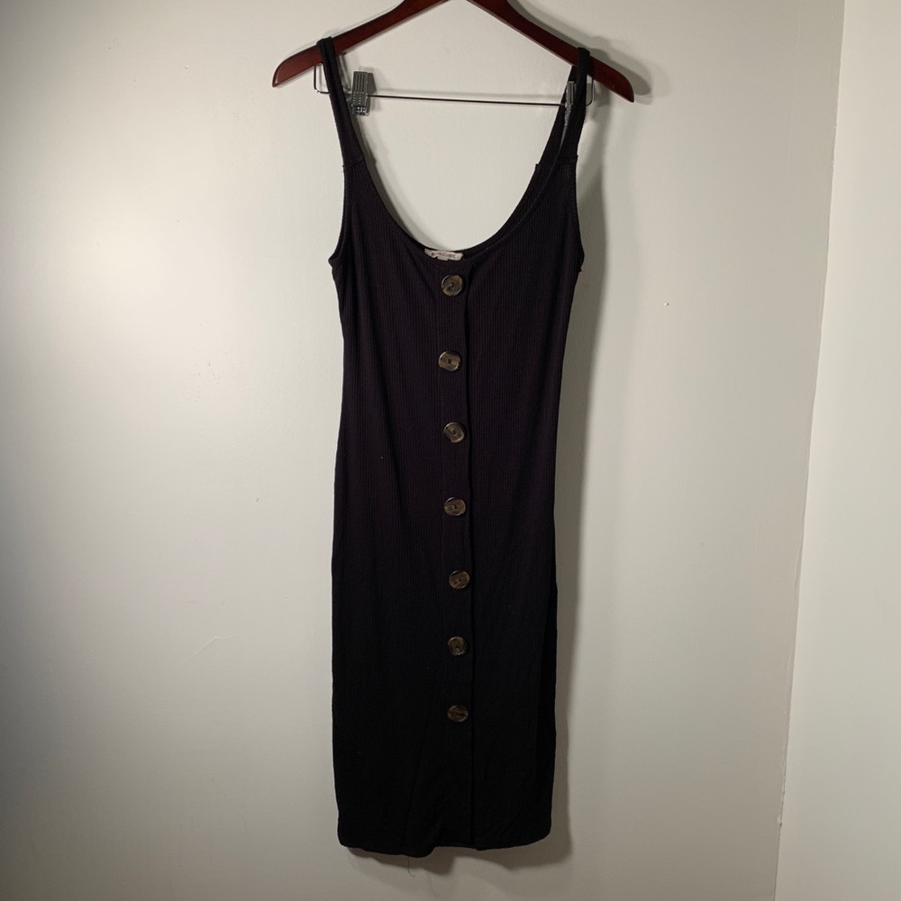 Black Midi Knit-Stretch Dress